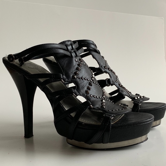 Fergie Sexy Black Ankle Strap Platform Heel Size 9 - Picture 1 of 6